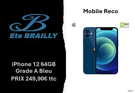 [iPhone1264GBBLEU] Smartphone Apple iPhone 12 64GB Grade A Bleu